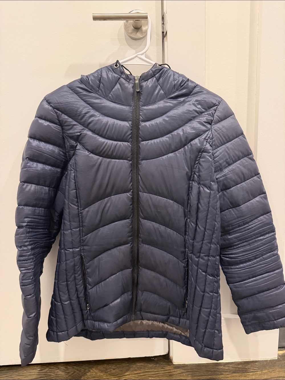 Andrew Marc Navy Quilted Puffer Jacket with Hood